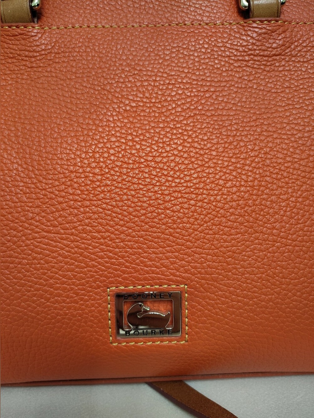 Dooney&Bourke Orange Pebble Grain Leather Blair Bag Satchel EUC - Picture 10 of 16